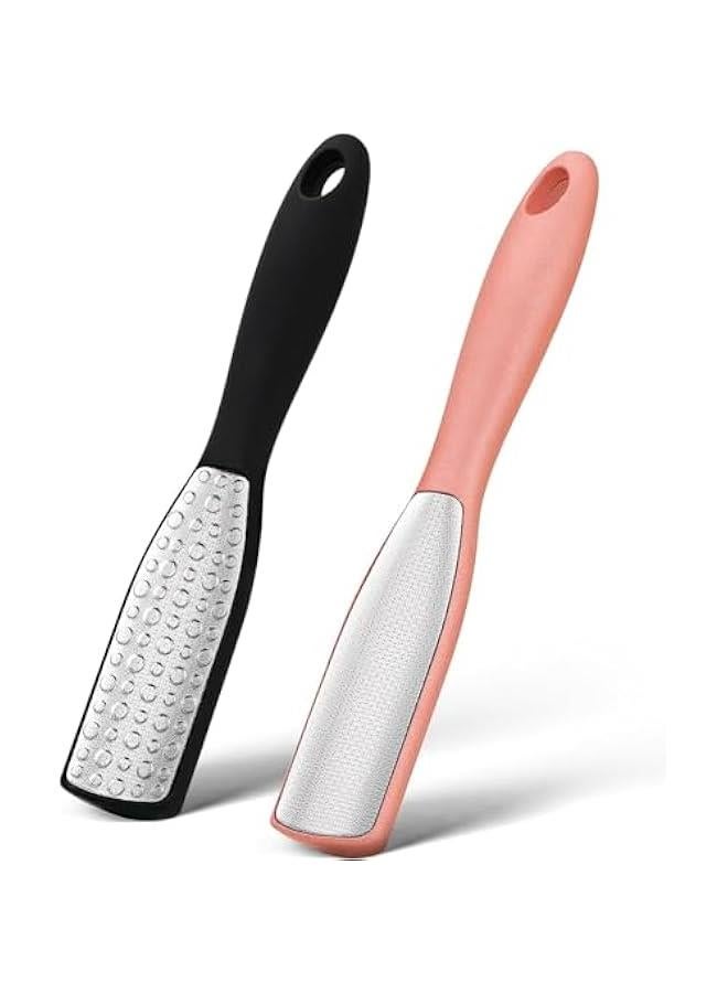 FYLX 2 s Foot Files Professional DoubleSided Callus Remover Foot Rasp Surgical Stainless Steel Foot Scrubber for Wet Dry Feet Foot Grater Tool with Handle for Smooth Feet BlackRose Gold) - Image 1