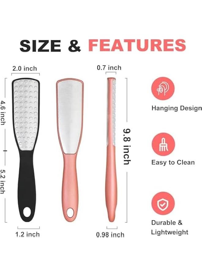 FYLX 2 s Foot Files Professional DoubleSided Callus Remover Foot Rasp Surgical Stainless Steel Foot Scrubber for Wet Dry Feet Foot Grater Tool with Handle for Smooth Feet BlackRose Gold) - Image 5
