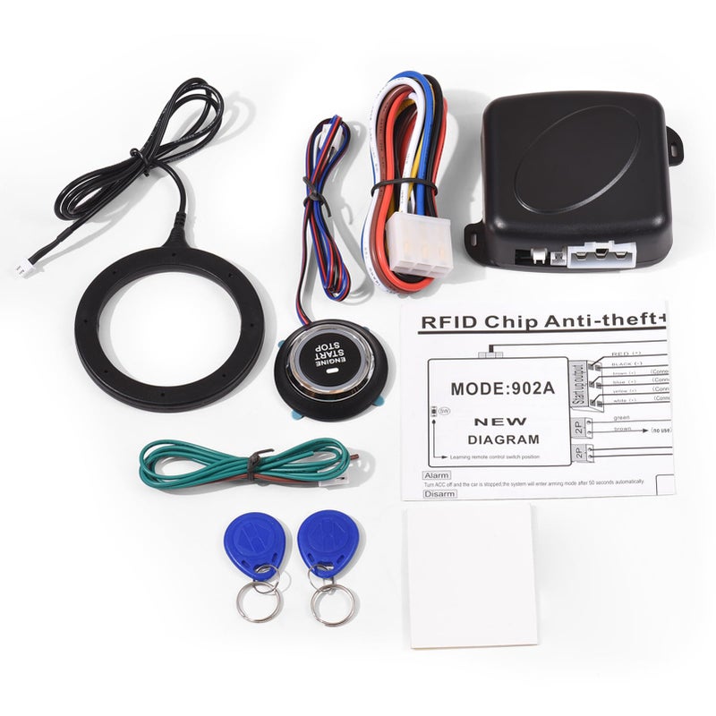 Push Start Car Alarm System With Auto Lock Blue Light Indicator 12V DC - Image 2
