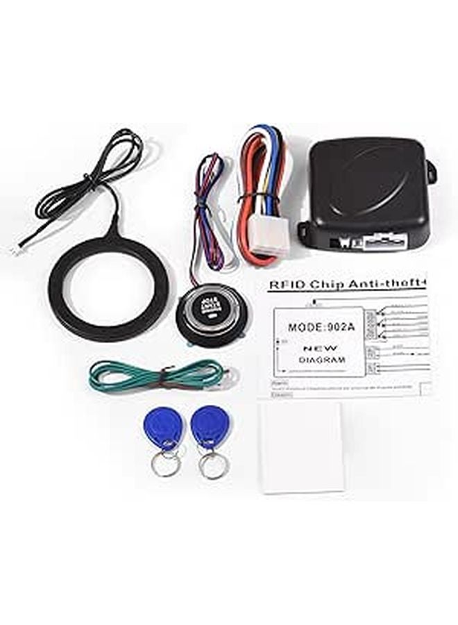 Push Start Car Alarm System With Auto Lock Blue Light Indicator 12V DC - Image 1