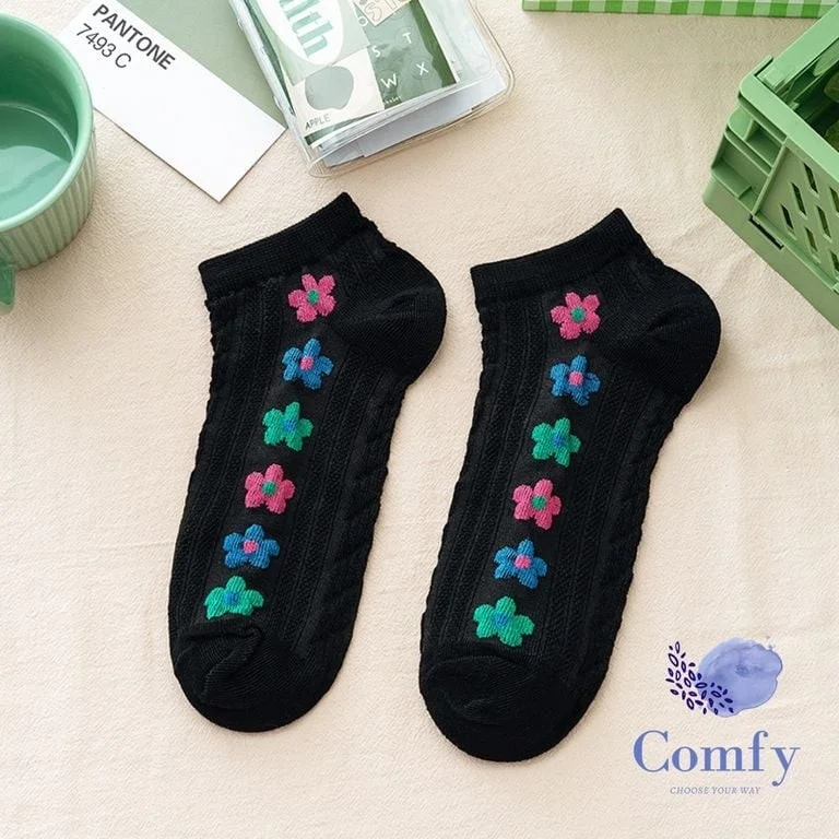 دي زي سي كوزنلر أفم Dzc Cousins ​​Avm 4 Pair Cute Patterned Women's Booties Daisy Stitched Socks 36-40