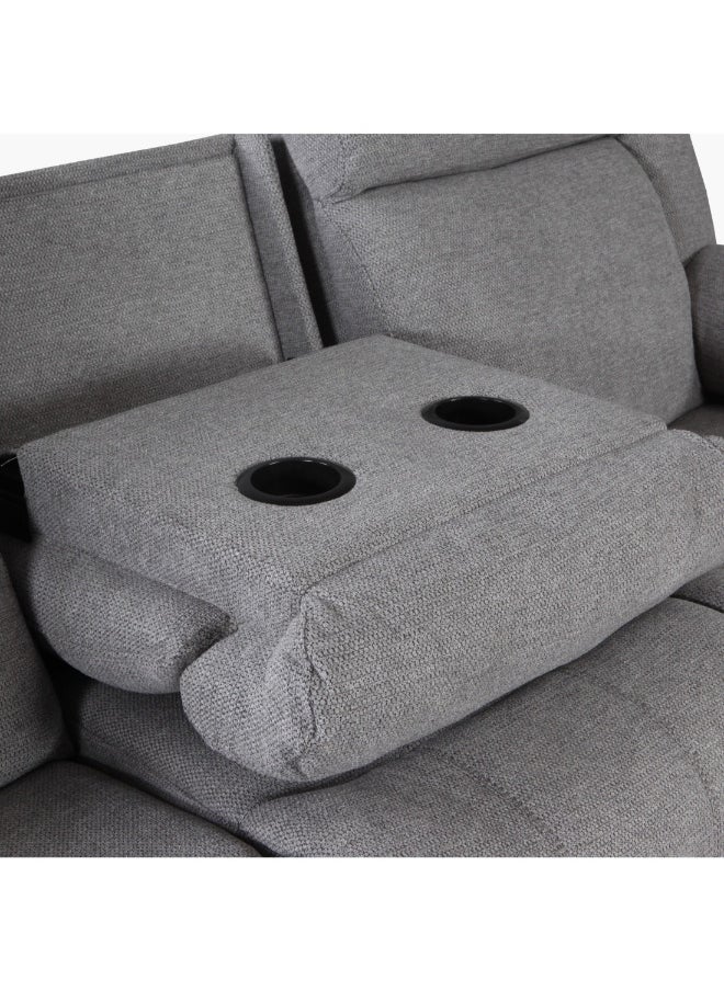 Home Box - Hilton 3-Seater Fabric Recliner With 2-Cupholder Dropdown Table And Usb Port 210 X 99 X 94 Cm - Image 1