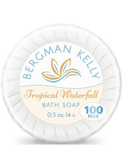BERGMAN KELLY Hotel Soap Bars In Bulk (Tropical Waterfall 0.5 Oz 100 Pk) Small Individually Wrapped Round Soap Travel Size Mini Toiletries For Airbnb Motel Guest Bathroom  - Image 2
