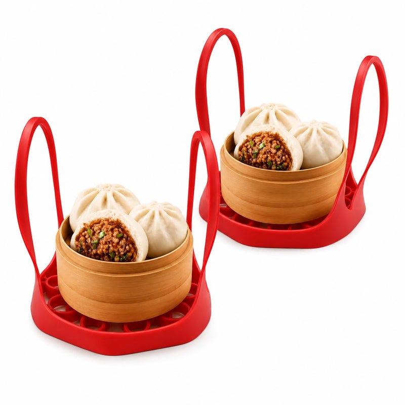 Multipurpose Silicone Pressure Cooker Sling, Food Safe Heat Resistant Pot Lifter for Steamers, Egg Holder Rack, Baking Pans, Bowls and Hot Cookware Accessories (Pack 2pcs)
