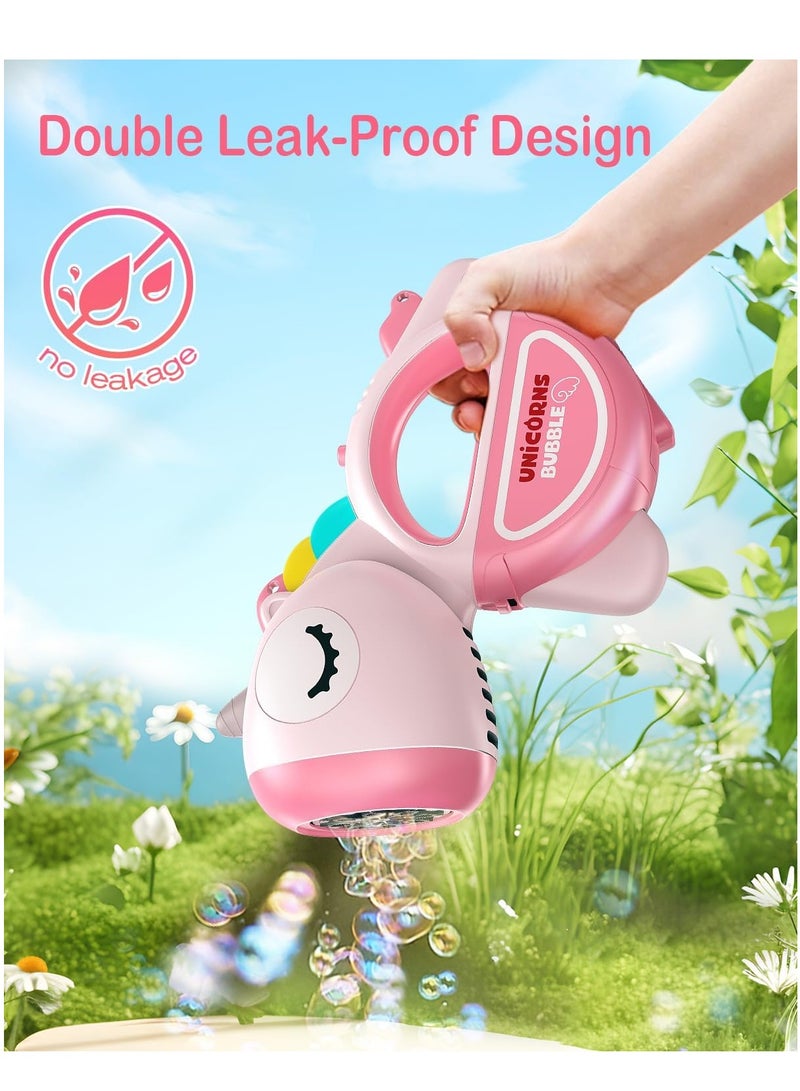 Bukela Rechargeable Bubble Maker with Lights Music, Portable Automatic Unicorn Machine for Parties Toddlers 1-3 ,3-5, 4-8, 360°Leak Proof Blower for Birthday Boys Girl Pet Gifts - Image 2
