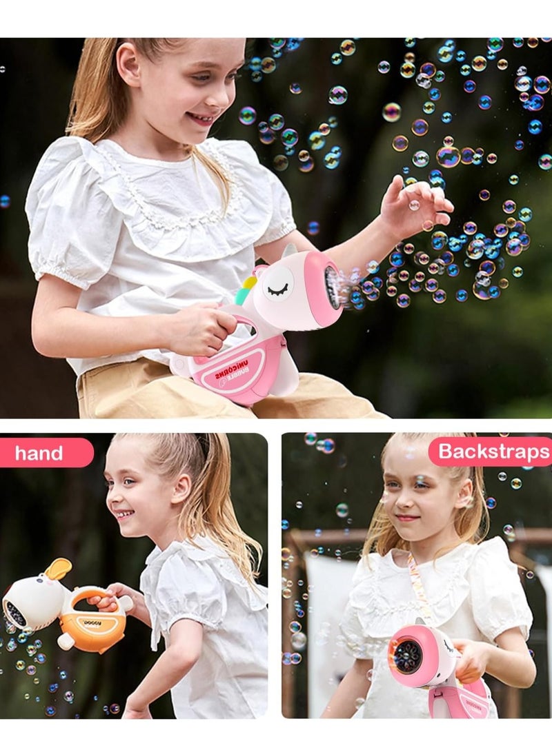 Bukela Rechargeable Bubble Maker with Lights Music, Portable Automatic Unicorn Machine for Parties Toddlers 1-3 ,3-5, 4-8, 360°Leak Proof Blower for Birthday Boys Girl Pet Gifts - Image 4