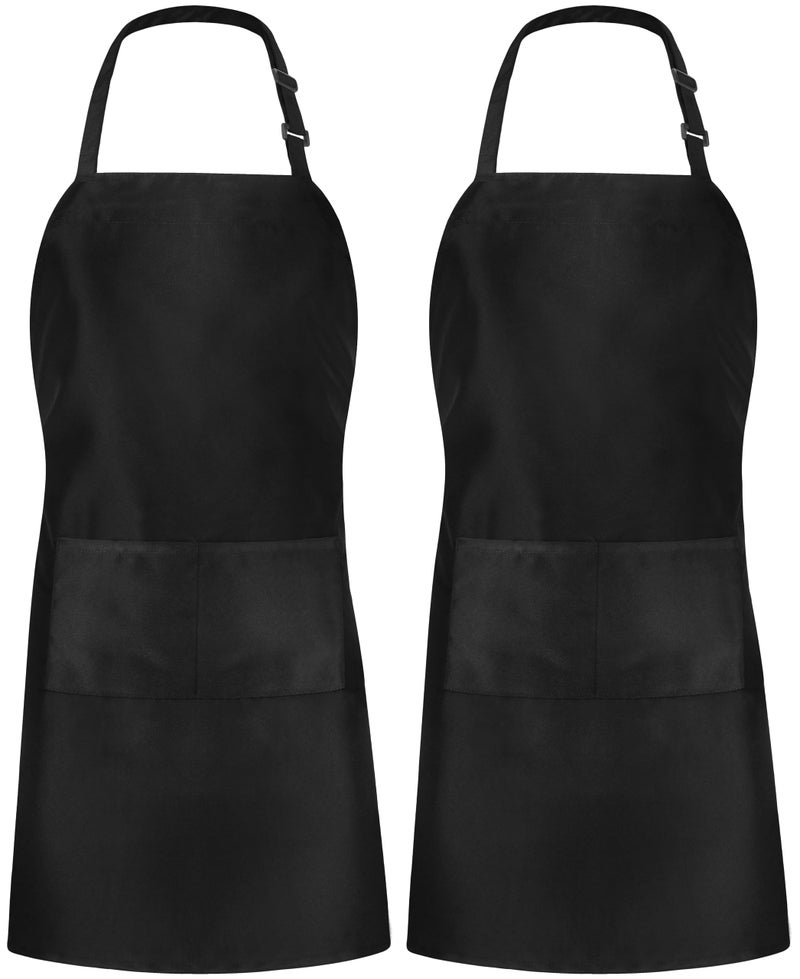 Utopia Kitchen مئزر مطبخ يوتوبيا 2 حزمة قابل للتعديل مع 2 جيب مقاوم للماء والزيت مئزر طهي للمطبخ للطهاة للنساء والرجال (2 حزمة أسود وأبيض) - Image 3