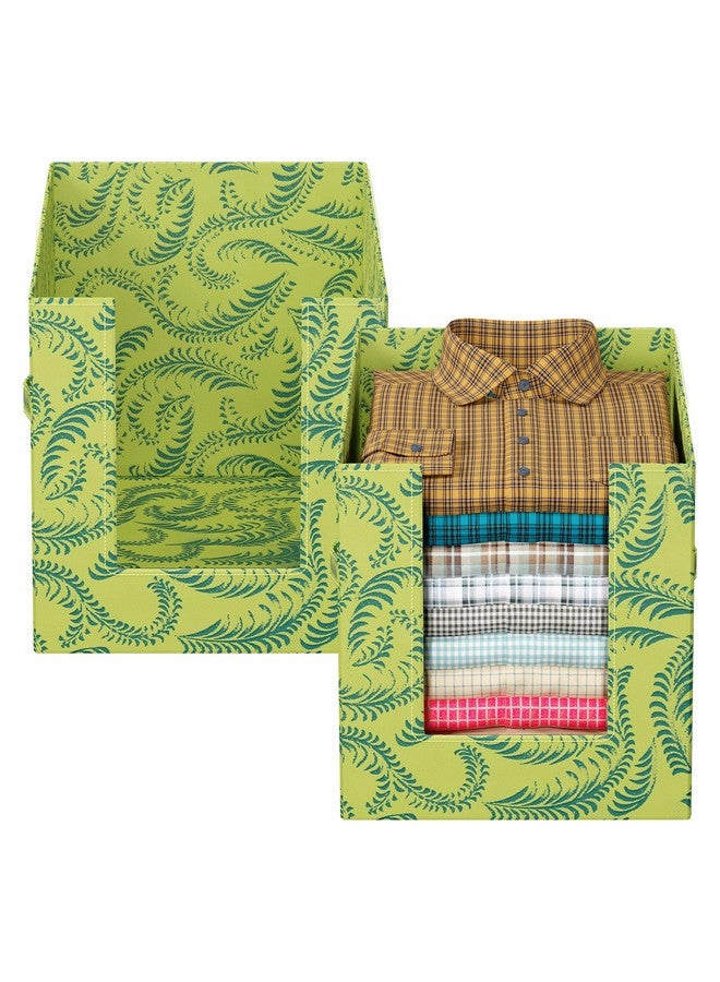 Kuber Industries Kuber Industries Metalic Print Shirt Organizer for Wardrobe|Foldable Non Woven Shirt Stacker|Designer Cupboard Organizer for Clothes |Clothes Storage box|Pack of 3 (Green) - Image 5