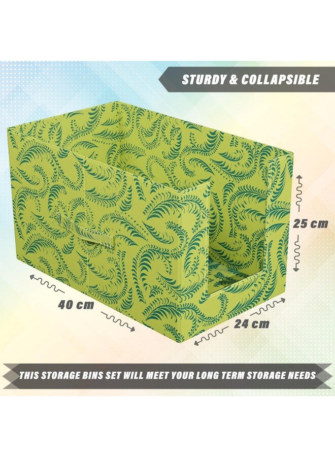 Kuber Industries Kuber Industries Metalic Print Shirt Organizer for Wardrobe|Foldable Non Woven Shirt Stacker|Designer Cupboard Organizer for Clothes |Clothes Storage box|Pack of 3 (Green) - Image 3
