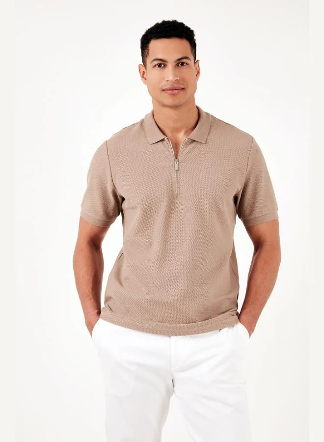 Buratti  Buratti Cotton Regular Fit Zippered Polo Collar T Shirt Men's Polo Collar T-Shirt 5902434 for Men | Best Price UAE