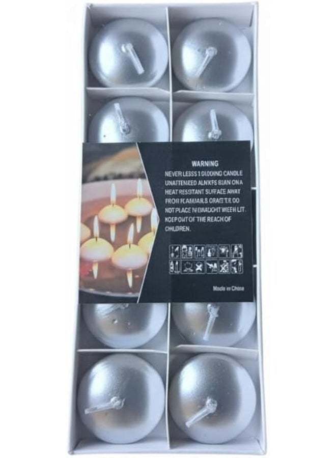 Spaceshoop 10 Pc Round Wax Candle for Home Décor Living Room Bed Room Festivals for Meditation Relaxation Silver - Image 1