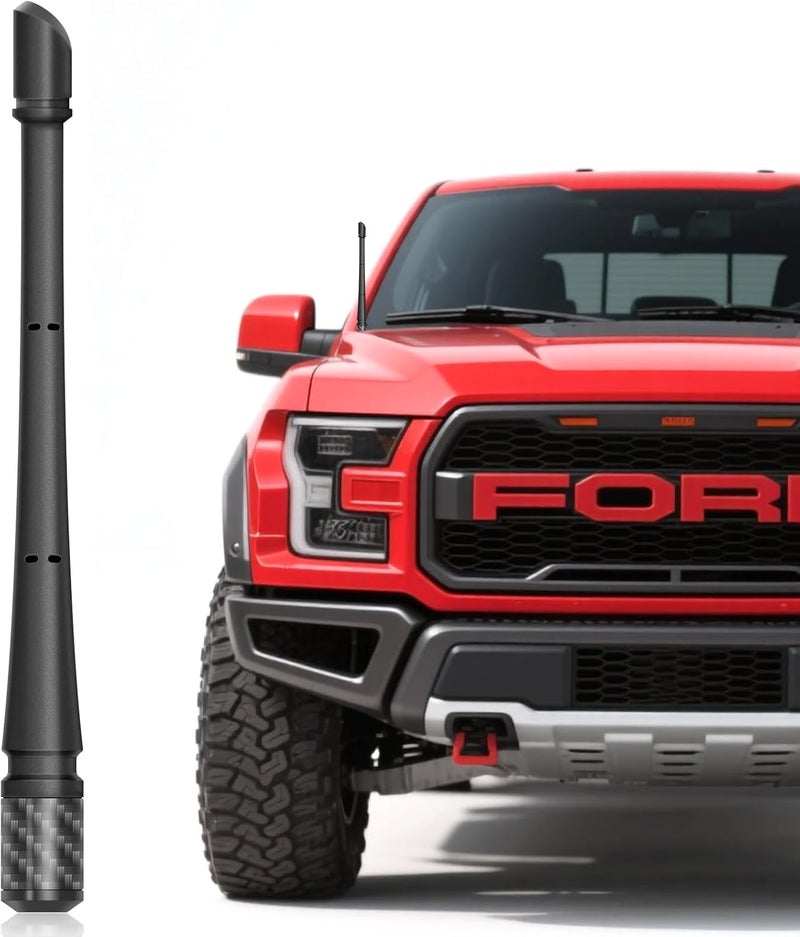 هوائي قصير بطول 1.7 بوصة لسيارات فورد F150 (2009-2025) وبرونكو (2021-2025)، هوائي بديل من المطاط، إكسسوارات F150، ملف نحاسي داخلي لتحسين استقبال AM/FM ومقاوم لغسيل السيارات، سهل التركيب - Image 1
