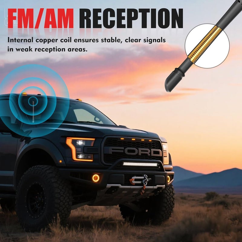هوائي قصير بطول 1.7 بوصة لسيارات فورد F150 (2009-2025) وبرونكو (2021-2025)، هوائي بديل من المطاط، إكسسوارات F150، ملف نحاسي داخلي لتحسين استقبال AM/FM ومقاوم لغسيل السيارات، سهل التركيب - Image 5