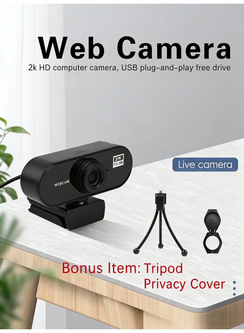 كلوزيلي كاميرا ويب USB بدقة ‎2K‎ فل اتش دي، كاميرا كمبيوتر مع ميكروفون بتقنية إلغاء الضوضاء بالذكاء الاصطناعي، كاميرا ويب تعمل بنظام التوصيل والتشغيل، فيديو ‎30FPS‎، تركيز تلقائي، تصحيح تلقائي للإضاءة، مجال رؤية قابل للتعديل، مناسبة للكمبيوتر واللابتوب وأجهزة سطح المكتب، لمكالمات الفيديو والاجتماعات والبث المباشر والبث الحي. - Image 1