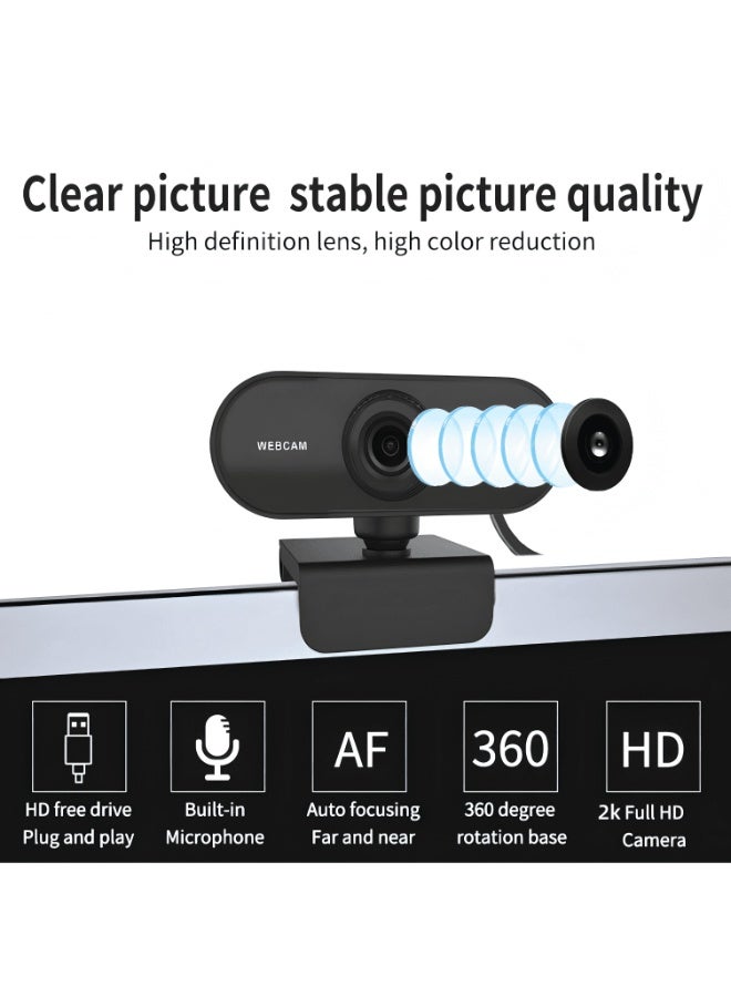 كلوزيلي كاميرا ويب USB بدقة ‎2K‎ فل اتش دي، كاميرا كمبيوتر مع ميكروفون بتقنية إلغاء الضوضاء بالذكاء الاصطناعي، كاميرا ويب تعمل بنظام التوصيل والتشغيل، فيديو ‎30FPS‎، تركيز تلقائي، تصحيح تلقائي للإضاءة، مجال رؤية قابل للتعديل، مناسبة للكمبيوتر واللابتوب وأجهزة سطح المكتب، لمكالمات الفيديو والاجتماعات والبث المباشر والبث الحي. - Image 3
