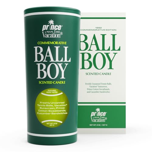 VACATION Ball Boy Tennis Scented Candle by Prince x Vacation Sunscreen, Premium Soy-Blend Wax, 65-Hour Long Burning, Sport Gift for Women & Men, 8 Oz. - Image 1