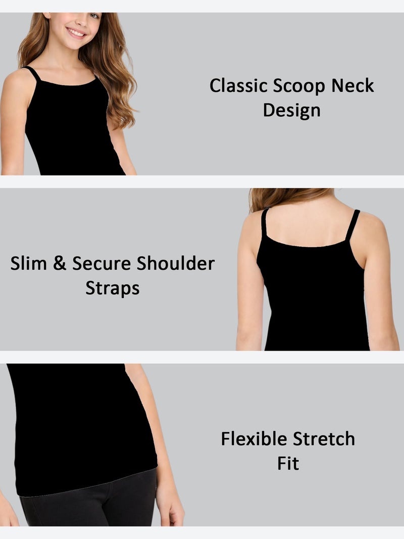 BODYCARE Girls 100% Cotton Regular Fit Dori Neck Vest | Skin Friendly | U-Neck | Lightweight | Sleeveless Design | Pack of 3, Black, 4-5 Years - Image 2