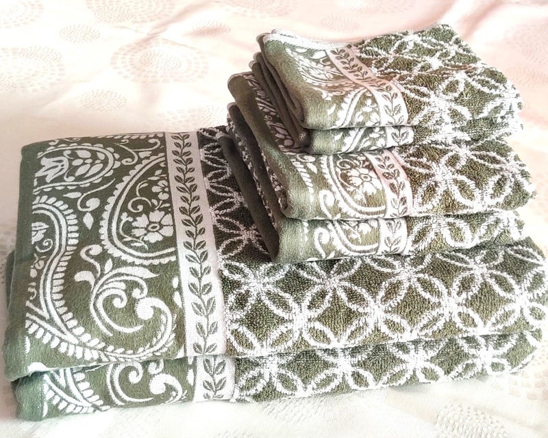 Gift, Dowry, Export Surplus Special Production Bukle Cotton Bathroom-Kitchen Towel Set (Set of 6)