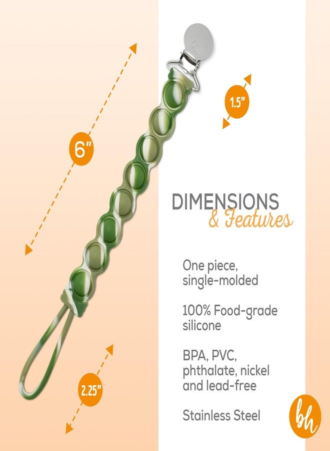BooginHead PaciGrip Bubble Pop Sensory Silicone Universal Pacifier Clip, Green Swirl - Image 4