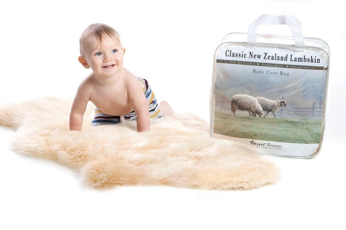 NEW ZEALAND SHEEPSKIN BABY RUG ETHICALLY SOURCED LAMBSKIN SOFT NATURAL WOOL PLUSH 37 UNSHORN FLEECE FOR NURSERY PLAYTIME 3436 INCH