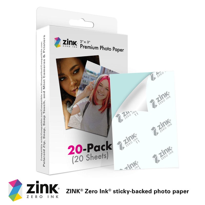 Zink ورق صور فوري متميز زنك 2"x3" (20 عبوة) متوافق مع كاميرات وطابعات بولارويد سناب، سناب تاتش، زيب ومينت - Image 2