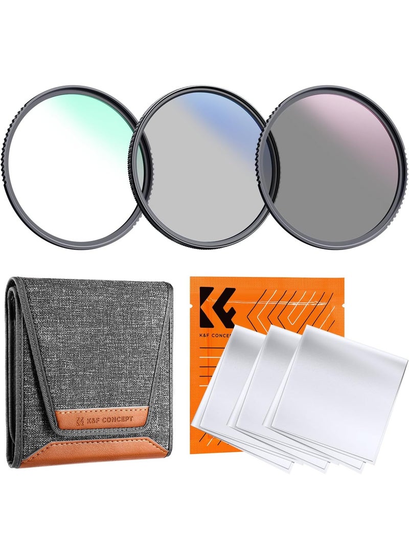 كيه آند إف كونسبت مجموعة فلاتر عدسات K&F Concept 58mm UV/CPL/ND (3 قطع) - 18 طبقة طلاء متعددة، فلتر للأشعة فوق البنفسجية + فلتر استقطاب + فلتر كثافة محايدة (ND4) + قطعة قماش للتنظيف + جراب فلتر لعدسة الكاميرا (سلسلة K) - Image 1