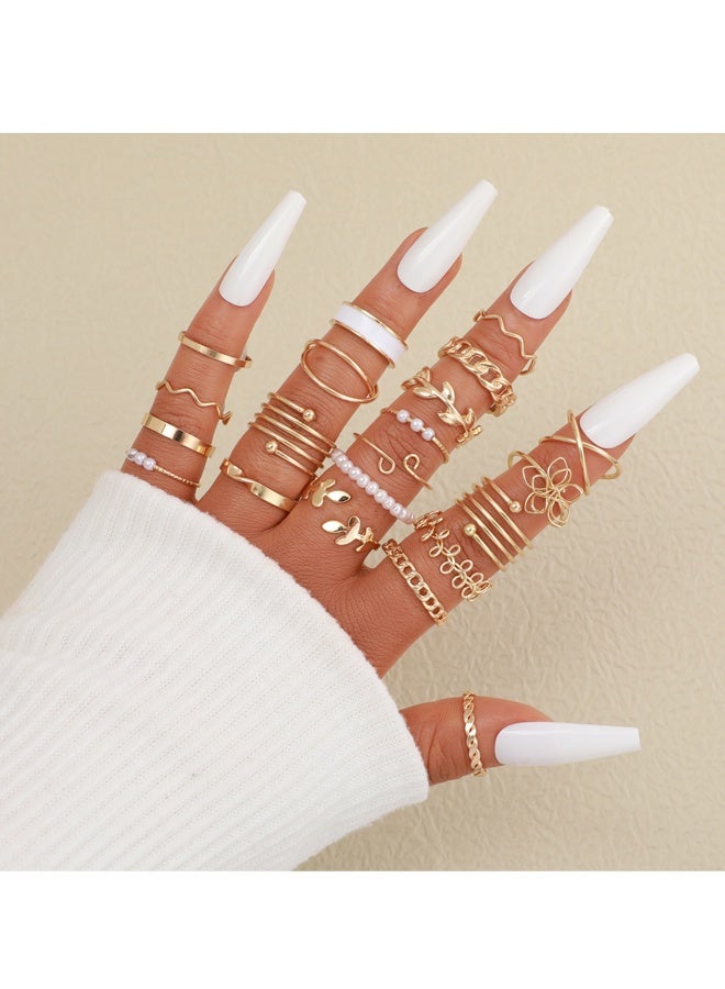 22PCS Gold Stackable Rings for Women, Knuckle Rings Chunky Ring Set Multiple Sizes - Image 5