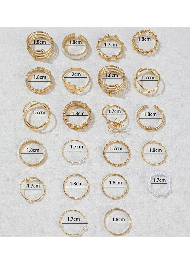 22PCS Gold Stackable Rings for Women, Knuckle Rings Chunky Ring Set Multiple Sizes - Image 2