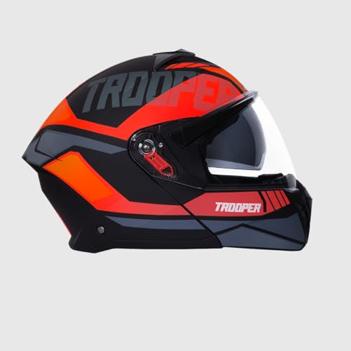 STUDDS Trooper DV D1 ISI and DOT Certified Matt Finish Flip-up Full Face Helmet for Men and Women (Matt Black N8 L) - Image 2