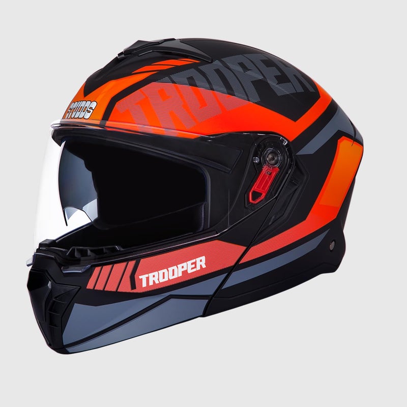 STUDDS Trooper DV D1 ISI and DOT Certified Matt Finish Flip-up Full Face Helmet for Men and Women (Matt Black N8 L) - Image 4