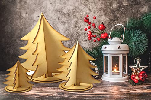 Forty Wings Forty Wings 3 Pcs Wodden Tree for Christmas Xmas Decoration Table Top Tree 