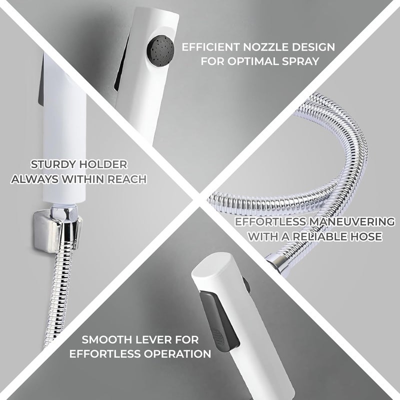 IBELL Health Faucet Gun Bathroom faucets Sprayer for Toilets Bidet and Diaper Sprayer Gun with 12 Meter Premium Steel Hose and Wall Hook Complete DIY Kit - Image 3