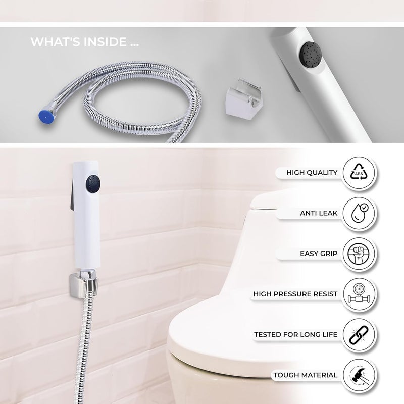 IBELL Health Faucet Gun Bathroom faucets Sprayer for Toilets Bidet and Diaper Sprayer Gun with 12 Meter Premium Steel Hose and Wall Hook Complete DIY Kit - Image 4