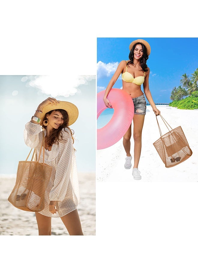Beach Bag with Mini Pocket, Sandproof, Mesh Beach Tote Bags for Women, Large Foldable Mesh Swimming Pool Travel Bags for Travel Pool Family Beach Vacation - Image 3