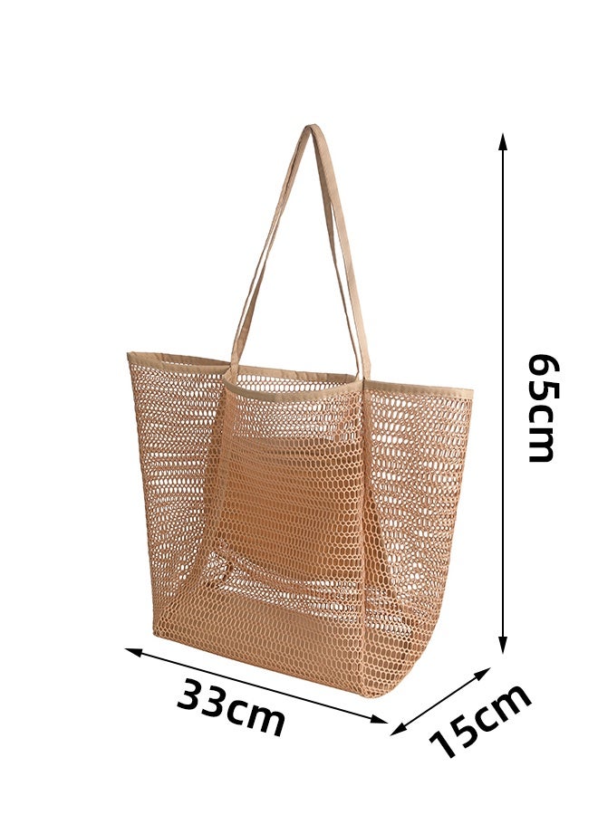 Beach Bag with Mini Pocket, Sandproof, Mesh Beach Tote Bags for Women, Large Foldable Mesh Swimming Pool Travel Bags for Travel Pool Family Beach Vacation - Image 2