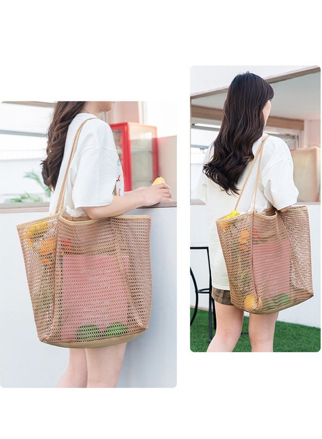 Beach Bag with Mini Pocket, Sandproof, Mesh Beach Tote Bags for Women, Large Foldable Mesh Swimming Pool Travel Bags for Travel Pool Family Beach Vacation - Image 5