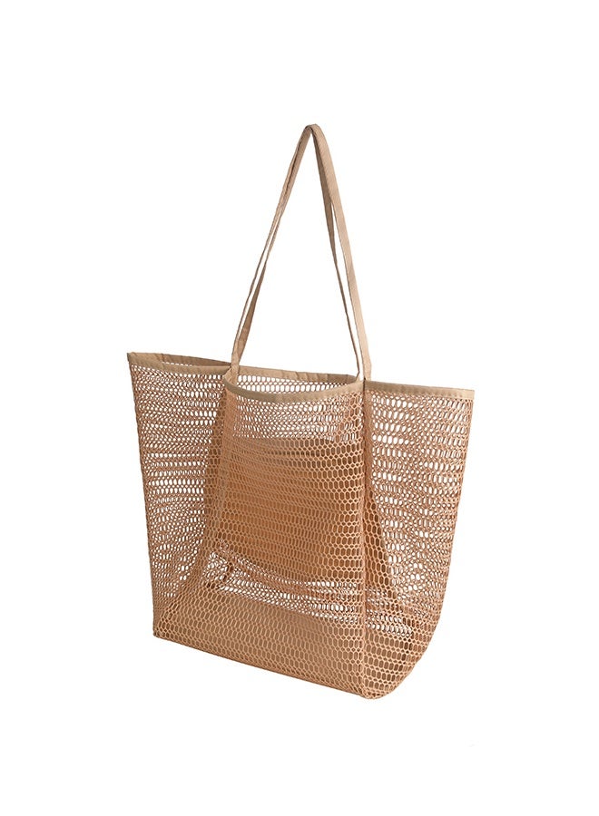 Beach Bag with Mini Pocket, Sandproof, Mesh Beach Tote Bags for Women, Large Foldable Mesh Swimming Pool Travel Bags for Travel Pool Family Beach Vacation - Image 1