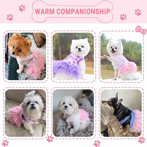 TAPBULL Dog Dresses, Fashion Pet Dog Clothes, Striped Mesh Puppy Dogs Princess Dresses (Purple/Pink(4pack), Small) - Image 4