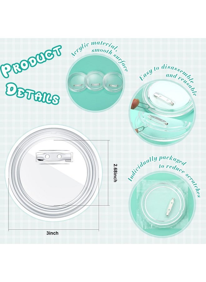 Yilloog - 25 Pcs 3 Inch Clear Button Pins For Crafts Diy Photo Buttons Acrylic Button Pin Blank Button Pins Bulk For Picture Make Your Own Buttons Badge Maker Diy Crafts Supplies School Projects - Image 1