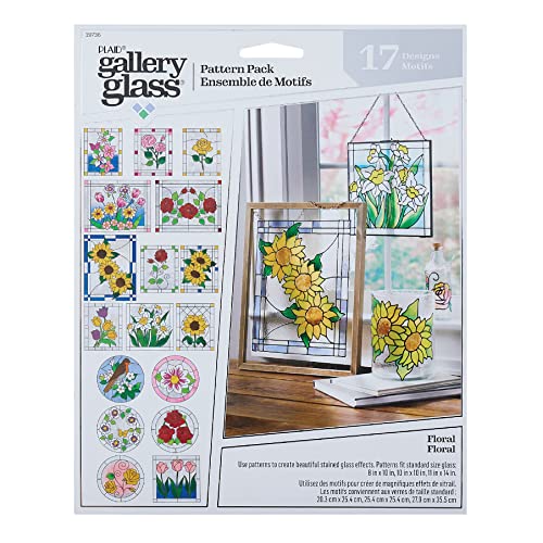 Gallery Glass Stained Glass Pattern Set, Floral 3 Piece Pattern Set Perfect for Stained Glass DIY Arts and Crafts, 19736 - Image 1
