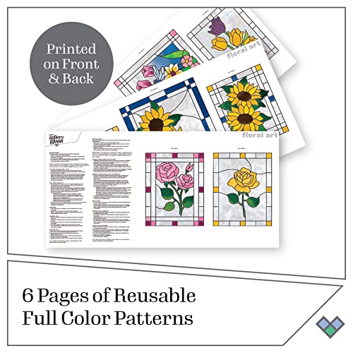 Gallery Glass Stained Glass Pattern Set, Floral 3 Piece Pattern Set Perfect for Stained Glass DIY Arts and Crafts, 19736 - Image 3
