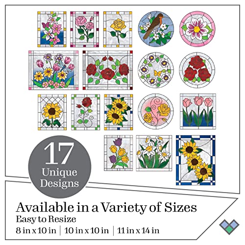 Gallery Glass Stained Glass Pattern Set, Floral 3 Piece Pattern Set Perfect for Stained Glass DIY Arts and Crafts, 19736 - Image 2