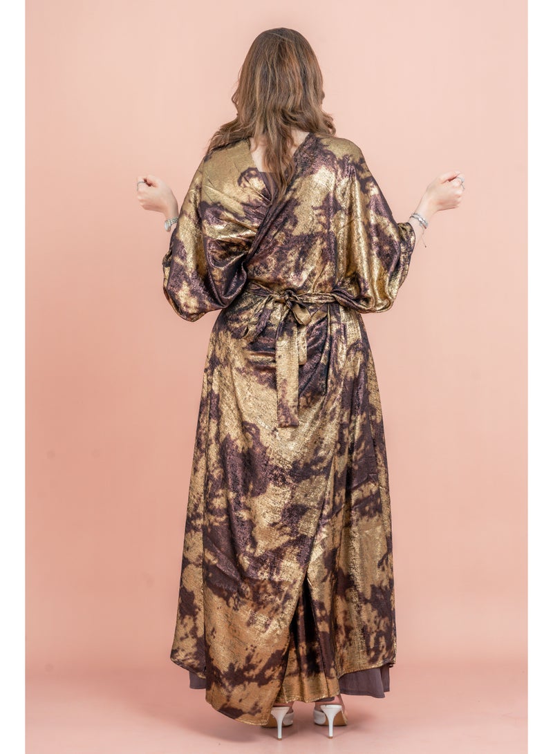 اكسا جلابية أنيقة بتصميم ملفوف لامع - Image 2