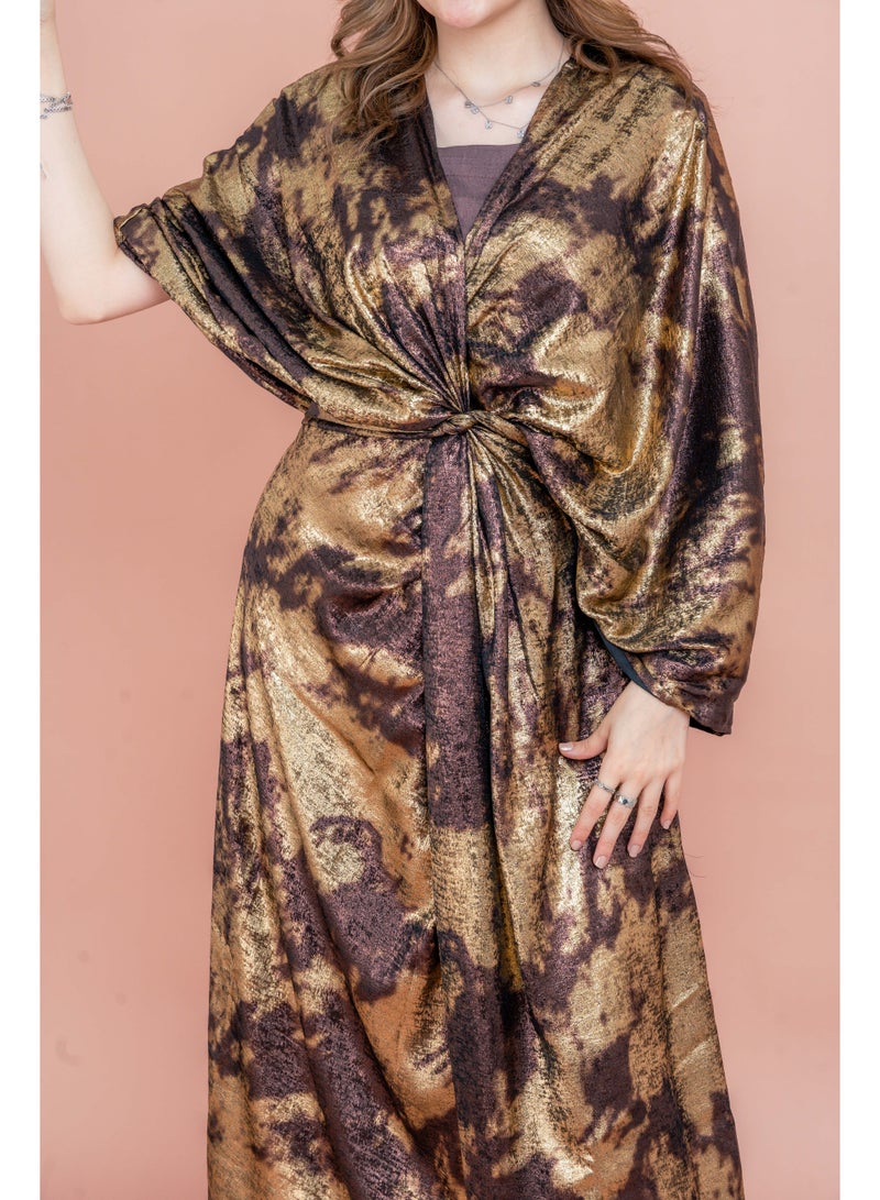 اكسا جلابية أنيقة بتصميم ملفوف لامع - Image 4