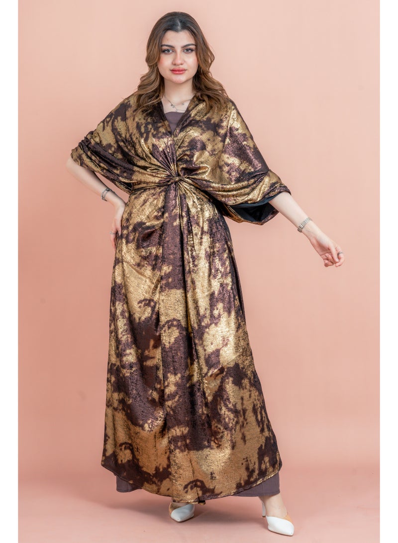 اكسا جلابية أنيقة بتصميم ملفوف لامع - Image 1