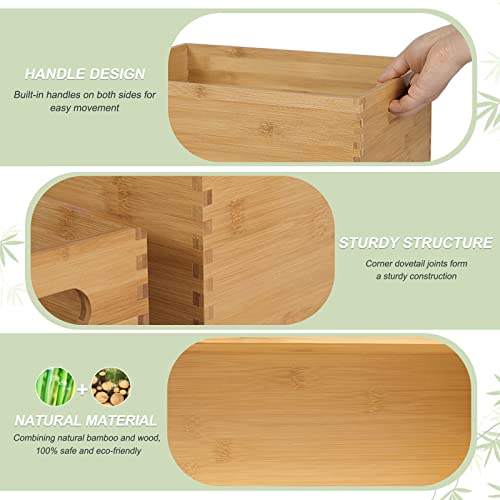 ANMINY Rattan Storage Basket Set of 3 Natural Bamboo Wooden Baskets with Handles Desktop Decorative Wicker Storage Basket Wood Nesting Crates Home Sundry Office Drawer Shelf Organizer - Image 4