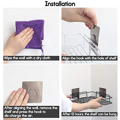 UNIQUE EMPIRE UNIQUE EMPIRE Stainless Steel Iron Coating SelfAdhesive Metal Bathroom Corner Rack Storage Shelves Black  - Image 4