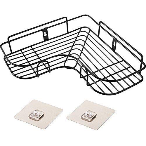 UNIQUE EMPIRE UNIQUE EMPIRE Stainless Steel Iron Coating SelfAdhesive Metal Bathroom Corner Rack Storage Shelves Black  - Image 1