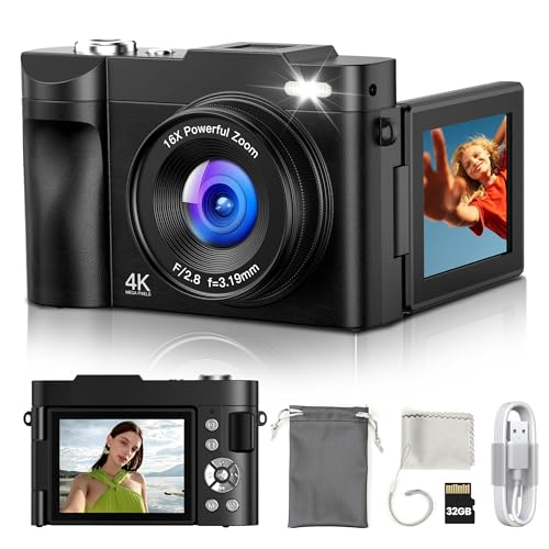 ROQIOO Digital Camera 4K for Photography Vlogging: 50MP Cameras for Video - 16X Zoom Photo Camera Gifts for Teens Ages 8-16 - 180°Flip Screen Compact Cámara - Point and Shoot Digital Cameras for YouTube - Image 1