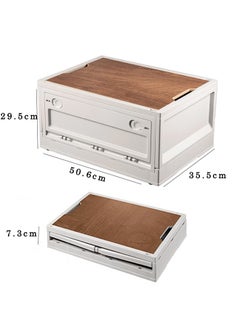CityRiya-Long Camping Storage Box Outdoor Storage Bin Foldable Storage Case Container for Organizing Picnic Table with Wooden Lid Waterproof Trunk Organizer for Outdoor, Car  - Image 5